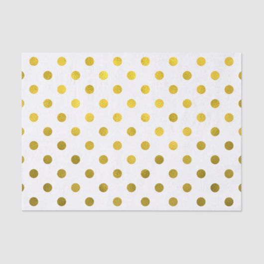 Gold Leaf Metallic Faux Foil Small Polka Dot White Tissuepapier (Voorkant)