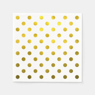Gold Leaf Metallic Faux Folie Grote Polka Dot Whit Servet