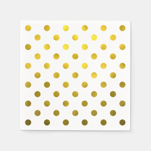 Gold Leaf Metallic Faux Folie Grote Polka Dot Whit Servet (Voorkant)