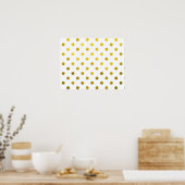 Gold Leaf Metallic Faux Folie Small Polka Dot Whit Poster (Keuken)