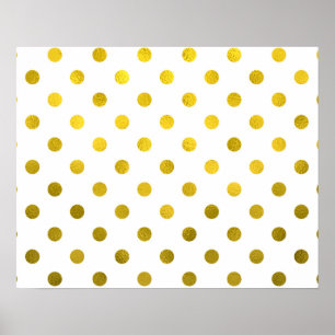 Gold Leaf Metallic Faux Folie Small Polka Dot Whit Poster