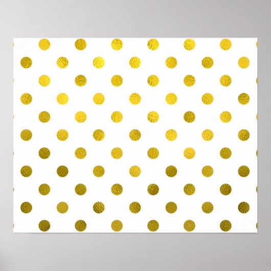 Gold Leaf Metallic Faux Folie Small Polka Dot Whit Poster (Voorkant)