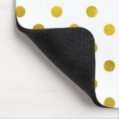 Gold Leaf Metallic Polka Dot on White Stippen Patt Muismat (Hoek)