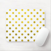 Gold Leaf Metallic Polka Dot on White Stippen Patt Muismat (Met muis)