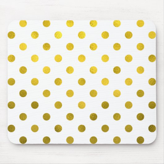 Gold Leaf Metallic Polka Dot on White Stippen Patt Muismat (Voorkant)