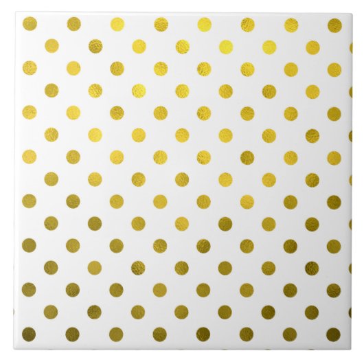 Gold Leaf Metallic Polka Dot on White Stippen Patt Tegeltje (Voorkant)
