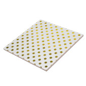 Gold Leaf Metallic Polka Dot on White Stippen Patt Tegeltje (Zijkant)