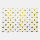 Gold Leaf Metallic Polka Dot on White Stippen Patt Theedoek (Horizontaal)