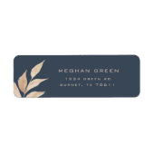 Gold Leaf Navy Blue Minimalistisch retouradres Etiket (Voorkant)