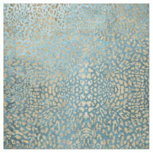 Gold Leaf op Blue Leopard Stof