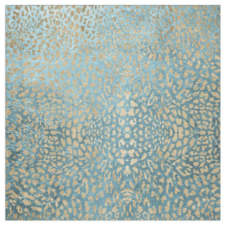 Gold Leaf op Blue Leopard Stof