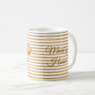 Gold Leaf op Gold Stripes Maid of Honor Koffiemok