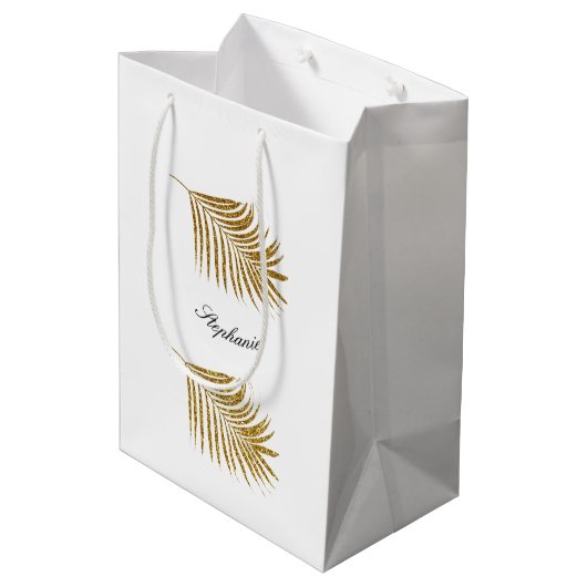 Gold Leaf Pattern Birthday Holiday - Aangepaste na Medium Cadeauzakje (Achterkant Gekanteld)