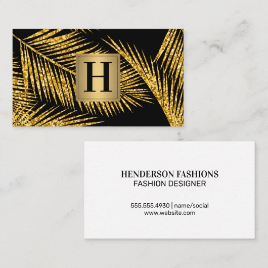 Gold Leaf Pattern Floral Elements Visitekaartje (Voorkant / Achterkant)