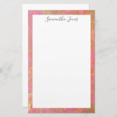 Gold Leaf Pink Marble Metallic | Gepersonaliseerd Briefpapier (Voorkant / Achterkant)