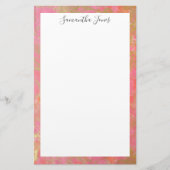 Gold Leaf Pink Marble Metallic | Gepersonaliseerd Briefpapier (Voorkant)