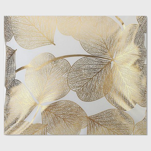 Gold Leaf Print Vakantie inpakpapier (Vlak)