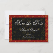 Gold Leaf Red en Black Save the Date Kaart (Voorkant)