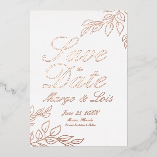 Gold Leaf Save the Date Ppress Folie Invitation Folie Uitnodiging (Voorkant)