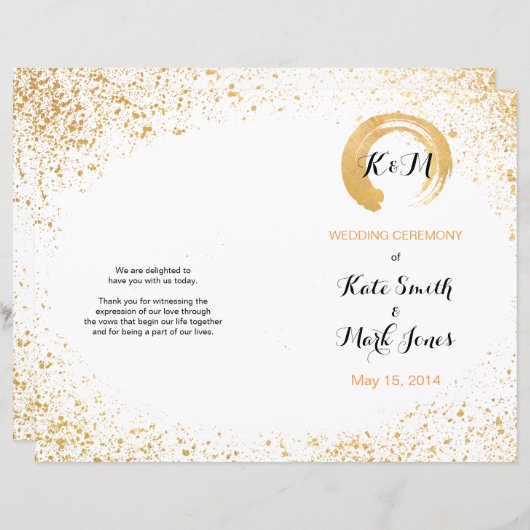 Gold Leaf Spray Ceremony-programma (Voorkant / Achterkant)