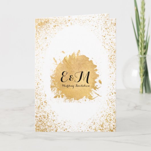 Gold Leaf Spray Wedding Uitnodiging (Voorkant)