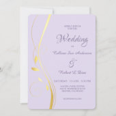 Gold Leaf Swirl Bord Orchidee Huwelijksuitnodiging Kaart (Voorkant)