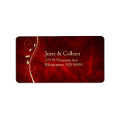 Gold Leaf Swirl Deep Red Weduwen Return Label (Voorkant)