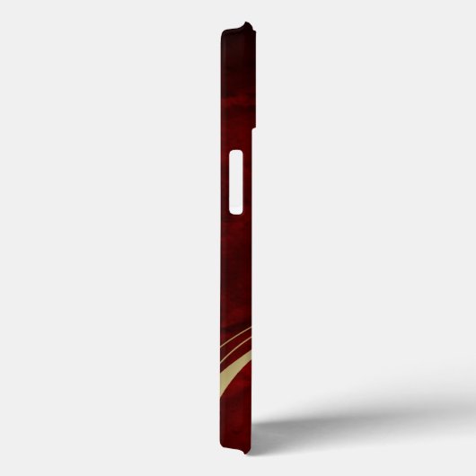 Gold Leaf Swirl Red Monogram Case-Mate iPhone Case (Achterkant / Rechts)