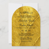 Gold Leaf Textured Islamic Arch Wedding Monogram Kaart (Voorkant)