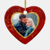 Gold Leaf Vine Fotosjabloon voor eerste kerstmis Keramisch Ornament (Voorkant)