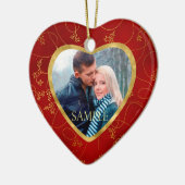 Gold Leaf Vine Fotosjabloon voor eerste kerstmis Keramisch Ornament (Links)