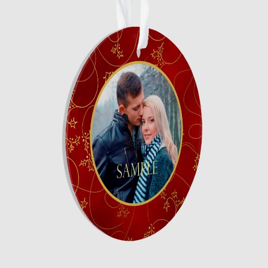 Gold Leaf Vine Fotosjabloon voor eerste kerstmis Ornament (voorkant)