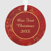 Gold Leaf Vine Fotosjabloon voor eerste kerstmis Ornament (achterkant)