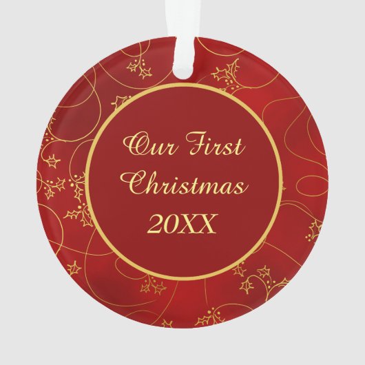 Gold Leaf Vine Fotosjabloon voor eerste kerstmis Ornament (achterkant)