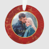 Gold Leaf Vine Fotosjabloon voor eerste kerstmis Ornament (voorkant)