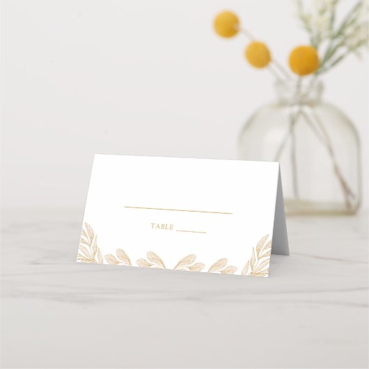 Gold Leaf Weddendopname Place Card Plaatskaartje (Voorkant)