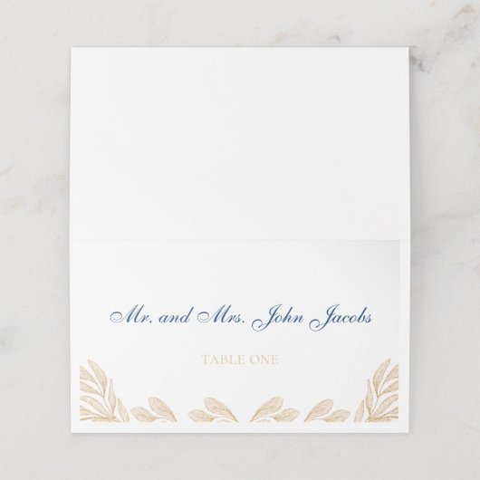 Gold Leaf Weddendopname Place Card Plaatskaartje (Buitenkant ongevouwen)