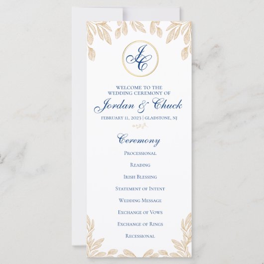 Gold Leaf Wedding Program (Voorkant)