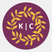 Gold Leaf Wedding Ronde Sticker (Voorkant)