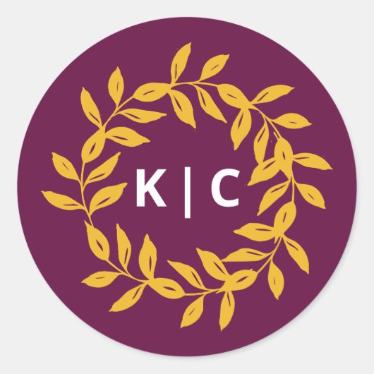 Gold Leaf Wedding Ronde Sticker (Voorkant)