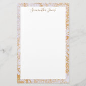 Gold Leaf White Marble Metallic | Gepersonaliseerd Briefpapier (Voorkant)