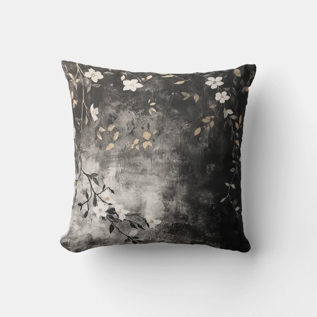 Gold Leaf wijnstokken op houtskool Kussen (Voorkant)