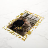 Gold Leaf WildFlower 50th Wedding Jubileum Folie Folie Uitnodiging (Gedraaid)