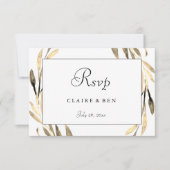 Gold leaf Wreath Border Wedding RSVP (Voorkant)
