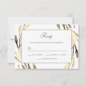 Gold leaf Wreath Border Wedding RSVP (Achterkant)