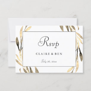 Gold leaf Wreath Border Wedding RSVP