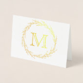 Gold Leaf Wreath Monogram Folie Kaarten (Voorkant)