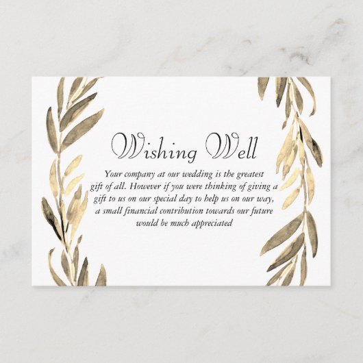 Gold Leaf Wreath Wedding Good Informatiekaartje (Voorkant)