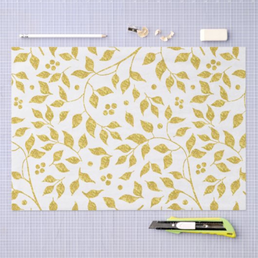 Gold Leafs Pattern Tissuepapier (Craft)