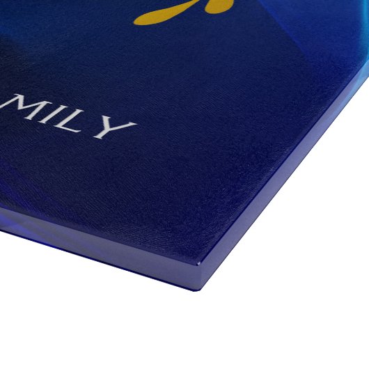 Gold Leafy Branch Blue Light Waves Hamotzi Challah Snijplank (Hoek)